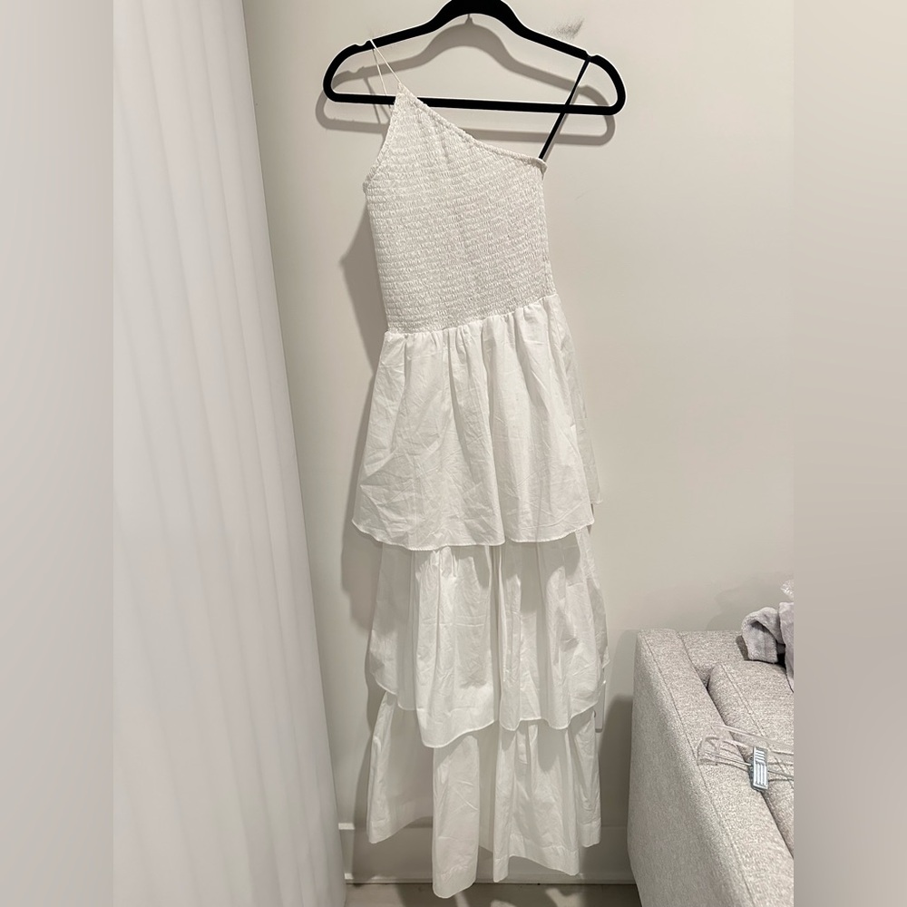 SWF x Revolve 100% Cotton Smocked Tiered Maxi Dress White - Picture 6 of 13